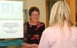 Patient being greeted by the Medical Imaging Receptionist
